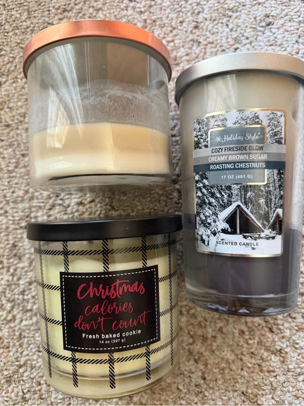 3pc Used Scented Candle Bundle Apple & Brown Sugar Roasting Chestnuts Cookies